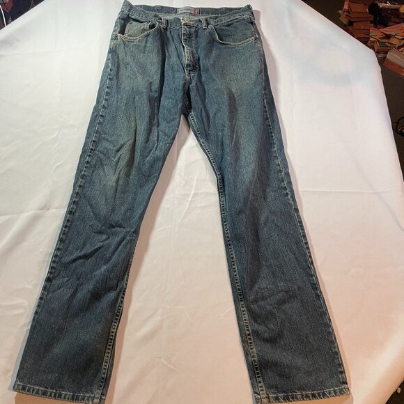 Wrangler Jeans Mens Size 34X34 Blue Dark Wash Denim Regular Fit Straight MGA20SD - Picture 1 of 5